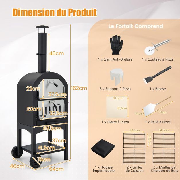 Four à Pizza  à Bois Extérieur en Métal