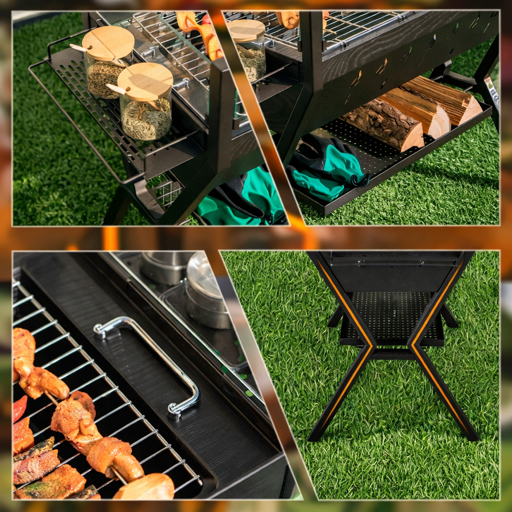 Barbecue à Charbon de Bois en Acier Inoxydable