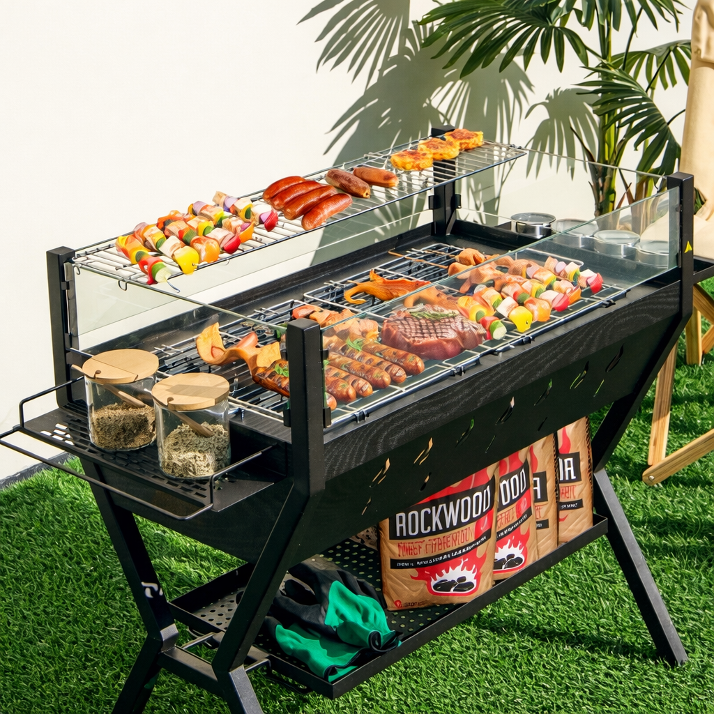 Barbecue à Charbon de Bois en Acier Inoxydable