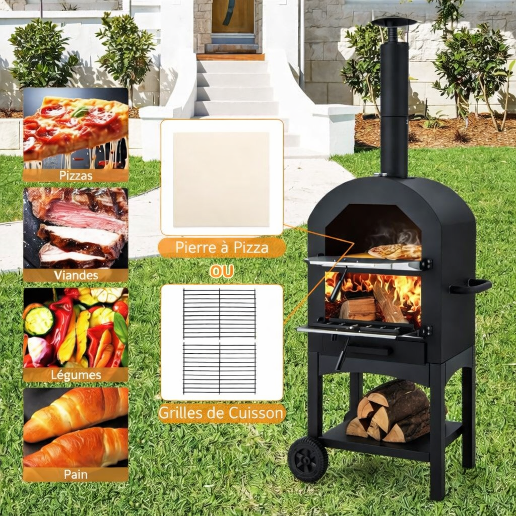 Four à Pizza  à Bois Extérieur en Métal