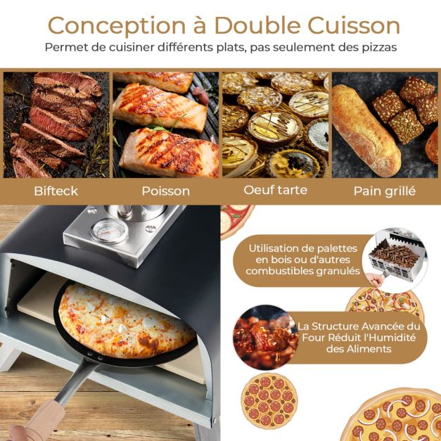 Four à Pizza à Bois Portable Cheminée Amovible